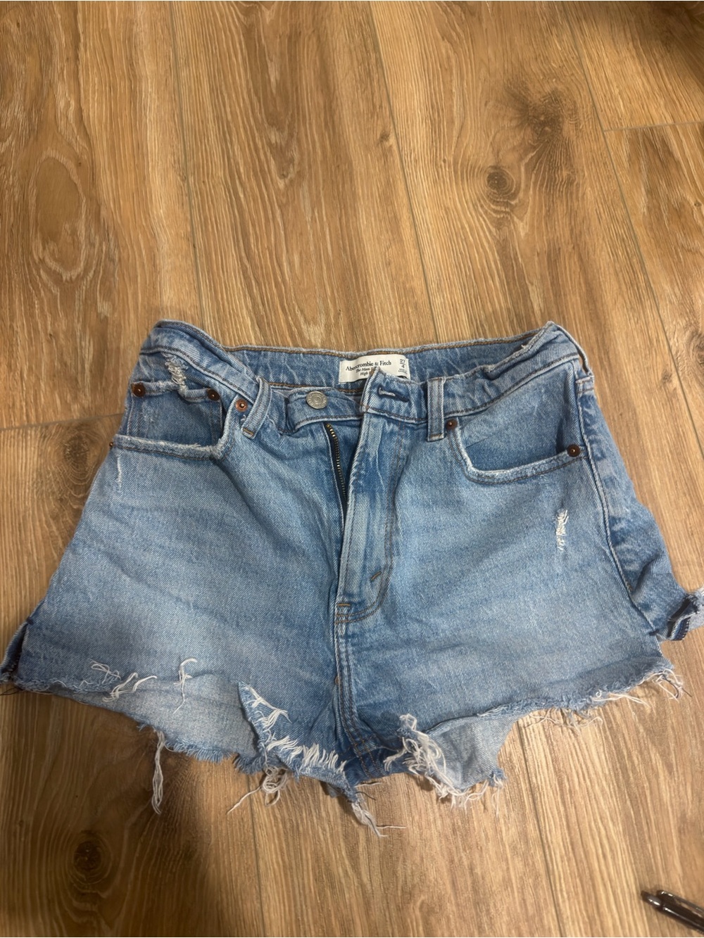 Abercrombie & Fitch Light Blue Distressed Denim Shorts